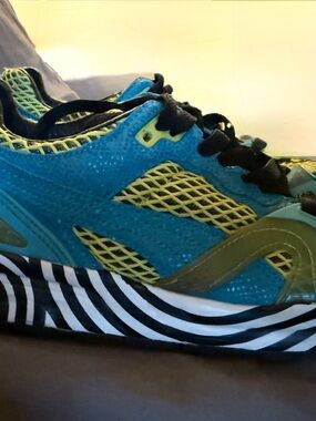Puma Teal and Yellow Women's Low-Top Sneakers with Black Accents